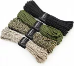Paracord virvė PUWOWYE, 4 mm, 4 vnt., po 12 m, III tipo, 40 m komplektas