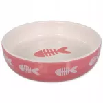 Keraminė katės lėk&scaron;tė Miska Magic Cat, su žuvies pie&scaron;iniu, rožinė, 13x4 cm, 260 ml