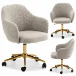 Biuro kėdė LILLY, smėlio spalvos boucle audinys, auksinės metalinės kojos