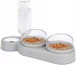Katinų dubenėlis su 15&deg; nuolydžiu ir 500 ml gertuve, dvigubas, saugus maistui