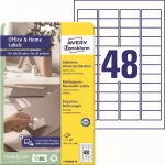 Stačiakampės popierinės etiketės A4 lape 45,7x21,2 mm Avery L4736REV-10