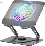 Ne&scaron;iojamojo kompiuterio stovas su magnetiniu RGB au&scaron;intuvu, 360&deg; pasukamas, iki 10 kg