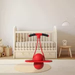 Vaiki&scaron;kas pogo kamuolys su rankena, raudonas