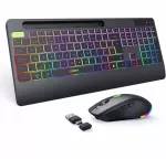 Klaviatūros ir pelės rinkinys Seenda, juodas, su RGB ap&scaron;vietimu, QWERTZ