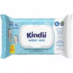 Drėgnos servetėlės Kindii Water Care vaikams, 60 vnt., 99,9% vandens
