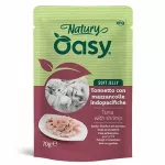 Drėgnas kačių ėdalas Oasy NATURY su tunu ir krevetėmis drebučiuose, 70 g