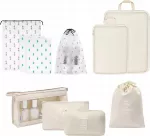 Lagaminų tvarkymo kubelių rinkinys, 10 vnt., smėlio spalvos, P84,8
