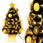 Dirbtinė Kalėdų eglutė READY, 60 cm, su LED, aukso spalvos, vazonėlyje