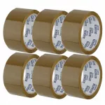 Lipni pakavimo juosta SMART, 48 mm x 66 m, ruda, 6 vnt., kaučiukinė