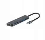 USB &scaron;akotuvas Reinston EHUB09 7-in-1, USB-C, HDMI, USB 2.0, USB 3.1, SD, microSD