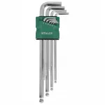 &Scaron;e&scaron;iakampių raktų rinkinys su rutuliuku STALCO, 1,5-10 mm, 9 vnt., S-48366