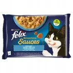 Kačių maistas FELIX Sensations, žuvies skoniai padaže, 4 x 85 g