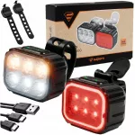 Dviračio žibintų rinkinys: priekinis ir galinis LED, 500 lm