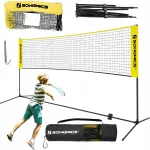 Badmintono tinklas vaikams, reguliuojamo auk&scaron;čio, 4 m, su krep&scaron;iu