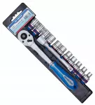 Veržliarakčių rinkinys 1/2" 8-19 mm su terk&scaron;le, prailgintuvu ir laikikliu KING TONY
