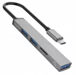 USB-C &scaron;akotuvas su 3 USB-A jungtimis ir microSD skaitytuvu