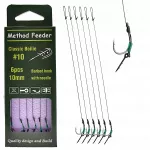 Feeder tipo sistemėlė su 10 cm kabliukais su žeberklu #10 ir 8 mm adata, 6 vnt.