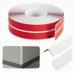 Kampinė lipni PVC juosta, 3 cm x 4 m, balta, plieno imitacija