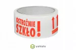 Pakavimo lipni juosta su užra&scaron;u &bdquo;Stiklas! Atsargiai&ldquo;