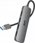 USB &scaron;akotuvas Uni, 4 x USB 3.0, sidabrinis, aliuminis