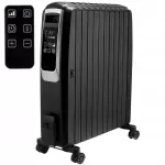 Alyvos radiatorius, 10 sekcijų, 2500 W, juodas, su laikmačiu