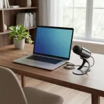 USB kondensatorinis mikrofonas su triuk&scaron;mo slopinimu, be RGB ap&scaron;vietimo