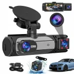 Automobilinė vaizdo registratorius su 3 kameromis, smūgio jutikliu ir parkavimo stebėjimu, 1080P