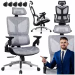 Biuro kėdė MARTIN, pilka, ergonominė, su pasukama baze