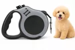 Automatinis flexi pavadėlis &scaron;unims ir katėms, i&scaron;traukiamas, su užraktu, 5 m, iki 20 kg, pilkas