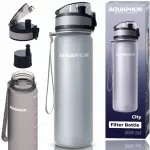 Vandens butelis su filtru Aquaphor City 350 ml, sidabrinis/pilkas