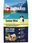 Sausas &scaron;unų pa&scaron;aras ONTARIO SENIOR MINI 7 Fish su ryžiais, 6,5 kg, mažų veislių senyviems &scaron;unims