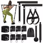 Pilates treniruočių rinkinys: 2 pilates lazdos ir 6 pasiprie&scaron;inimo juostos