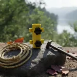 Stipri teleskopinė palapinės atrama su žemės spaustuvu, Lemon