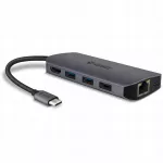 USB-C daugiafunkcis adapteris 8in1: USB 2.0, USB 3.0, Ethernet, SD, MicroSD lizdai