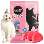 &Scaron;lapi kačių ėdalas Cosma Asia su tunu ir krabu želėje, 100 g