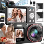 Skaitmeninis fotoaparatas 4K 64MP, 18x priartinimas, 2 baterijos, 64GB PL kortelė