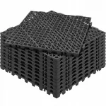 Neslystanti juoda VEVOR danga, 12 vnt., 300x300x15 mm, efektyvus drenažas