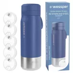 Vandens butelis su filtru Wesper B2 Actitex, plieninis, 0,7 l, 5 filtrai
