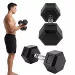 Gumuota hantelis XTREXO Hex, 7,5 kg, ketaus, neslystantis