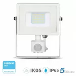 LED projektorius V-TAC 20W SAMSUNG CHIP su judesio jutikliu, Cut-OFF funkcija, baltas