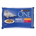 &Scaron;lapias kačių maistas Purina ONE Adult su vi&scaron;tiena ir jautiena 4 x 85 g