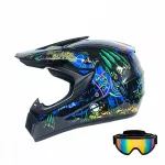 Motociklininko &scaron;almas enduro stiliaus su akiniais, dydis S (53-54 cm)