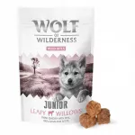 &Scaron;unų skanėstai Wolf of Wilderness Wild Bites Junior Leafy Willows, 180 g