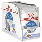 Sterilizuotų naminių kačių pa&scaron;aro rinkinys Royal Canin INDOOR su drebučiais, 12 x 85 g
