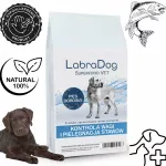 Sausas &scaron;unų maistas LabraDog VET su hidrolizuotomis baltos žuvies baltymais, svorio ir sąnarių kontrolei, 1,5 kg