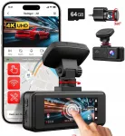 Vaizdo registratorius REDTIGER A8 4K su ADAS, lietimui jautriu ekranu, WiFi, 64 GB, naktinis matymas, priekinė ir galinė kamera