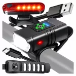 Dviračio LED žibintų rinkinys, priekinis ir galinis, įkraunamas USB, atsparus vandeniui