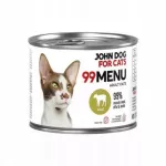 &Scaron;lapi kačių ėdalas John Dog 99 Menu su ver&scaron;iena, suaugusioms katėms, 200 g