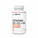 Vitaminai GymBeam D3+K1+K2 Forte, 120 kapsulių