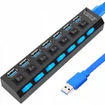 USB 3.0 &scaron;akotuvas, 7 jungtys, 5 Gb/s, Plug & Play